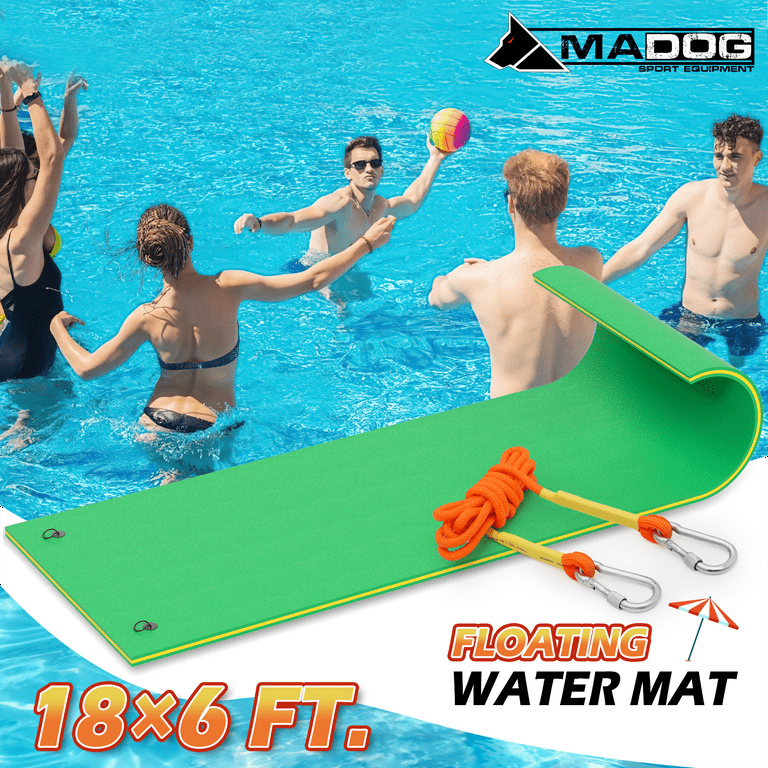 MADOG 18'x6' Water Floating Mat Foam Pad, Bouncy Tear-resistant XPE Foam, Roll-Up Floating River Raft for Pool Ocean Outdoor Water Activities, Green