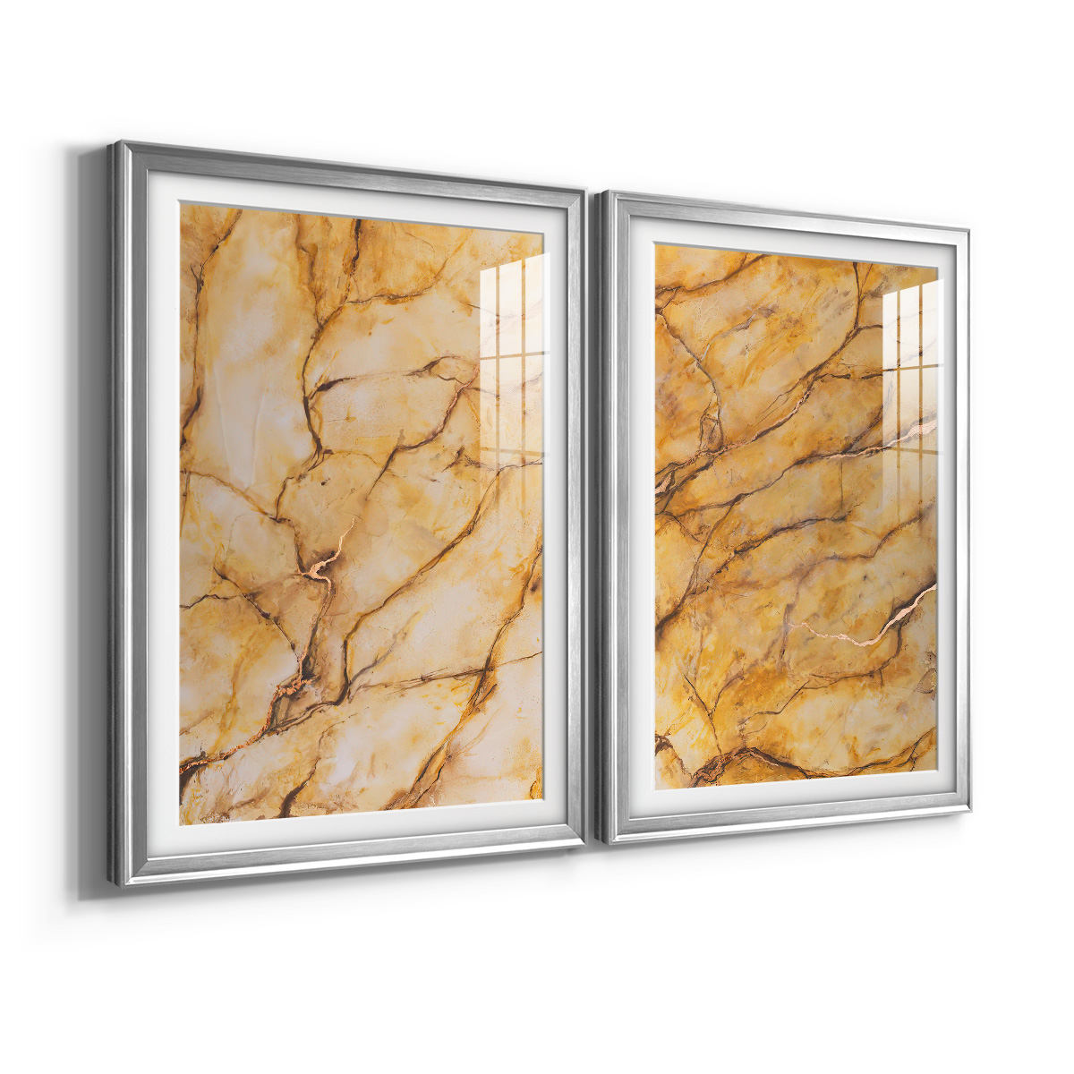 Wexford Home Yellow Marble I Premium Framed Print, 26.5" x 36.5" - Ready to Hang, Silver (Set of 2)
