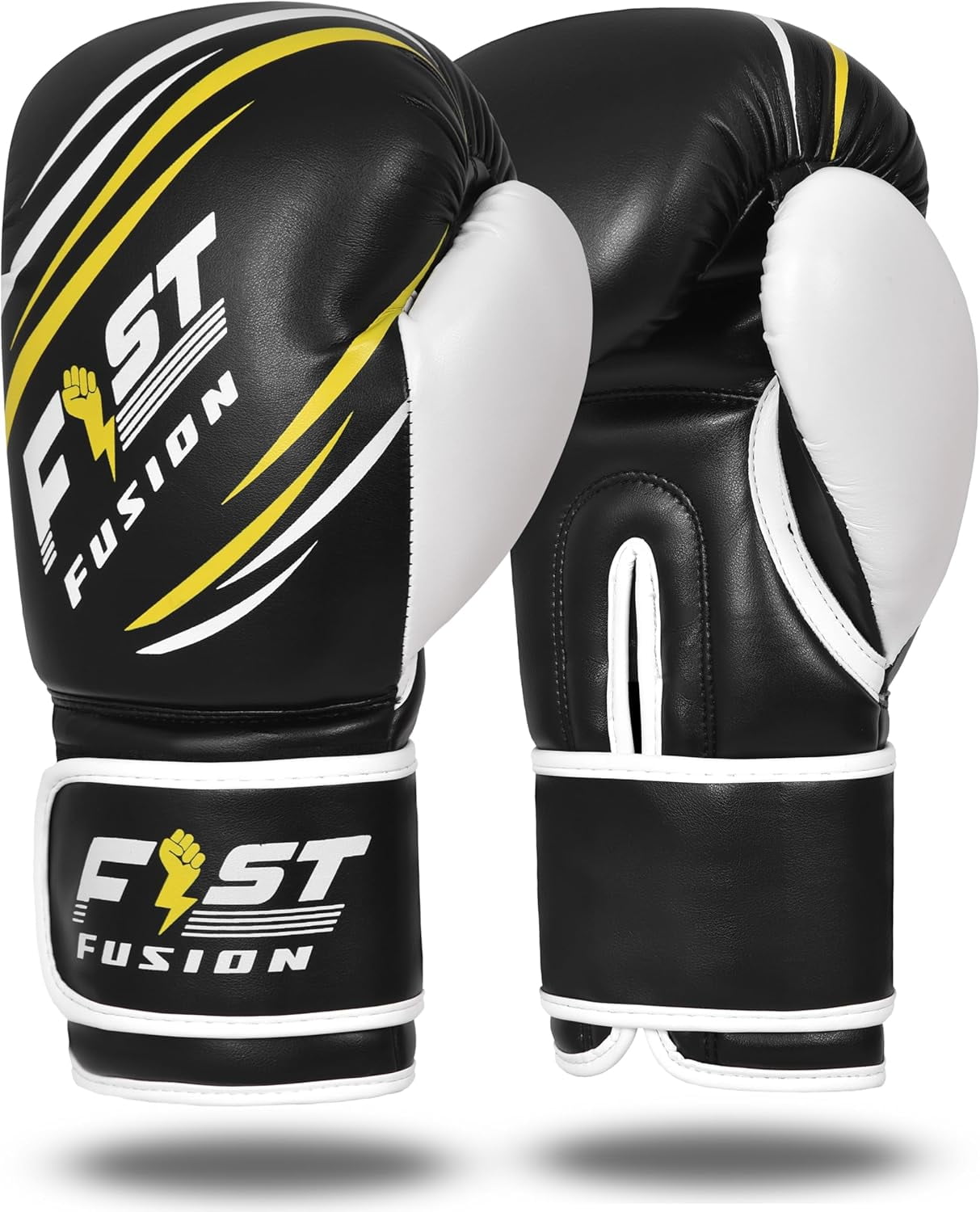FIST FUSION Boxing Gloves, Pro Training Sparring, Maya Hide Leather, Muay Thai MMA Kickboxing, Men Women Adult, Heavy Punching Bag Focus Mitts Pads Workout, Multi Layered, 8 10 12 14 Oz