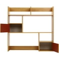 thumbnail image 5 of Desktop Bookshelf, Office Countertop Storage Hutch Desktop Display Shelf Rack with Closed Cabinet, Office Supplies Desk Organizer Wood Desktop Hutch Bookshelf for Dorm Office (Pine Color), 5 of 7