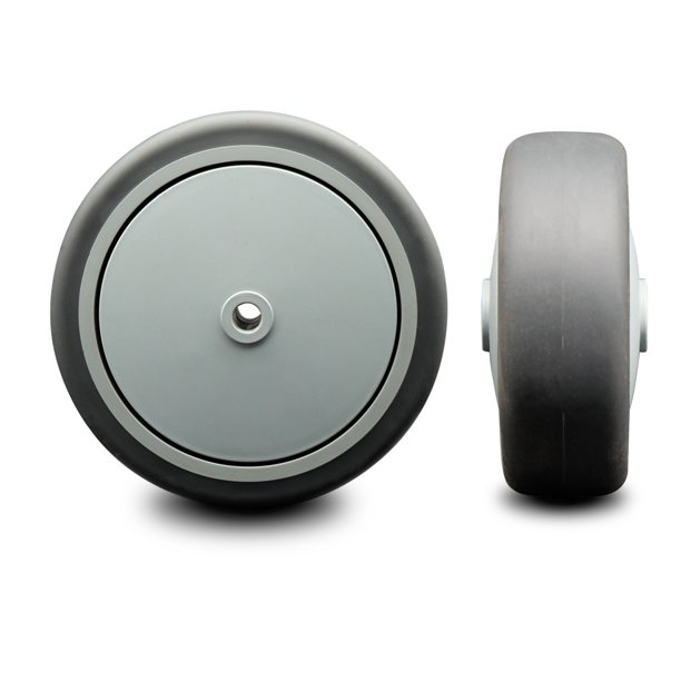 6" x 1.25" Gray Thermoplastic Rubber Wheel Only with Precision Ball