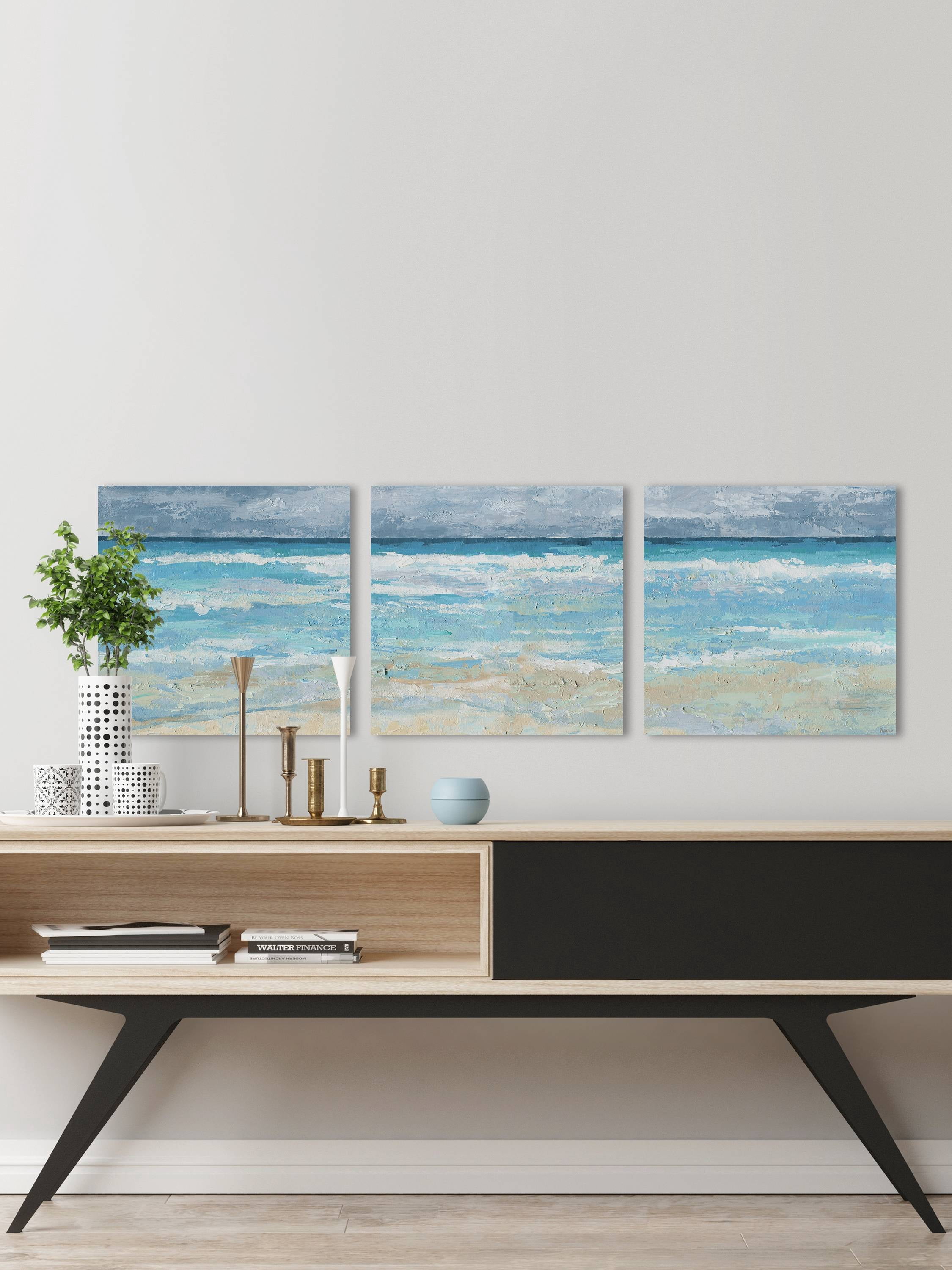Parvez Taj Handmade Tamed Sea Triptych 144 x 48