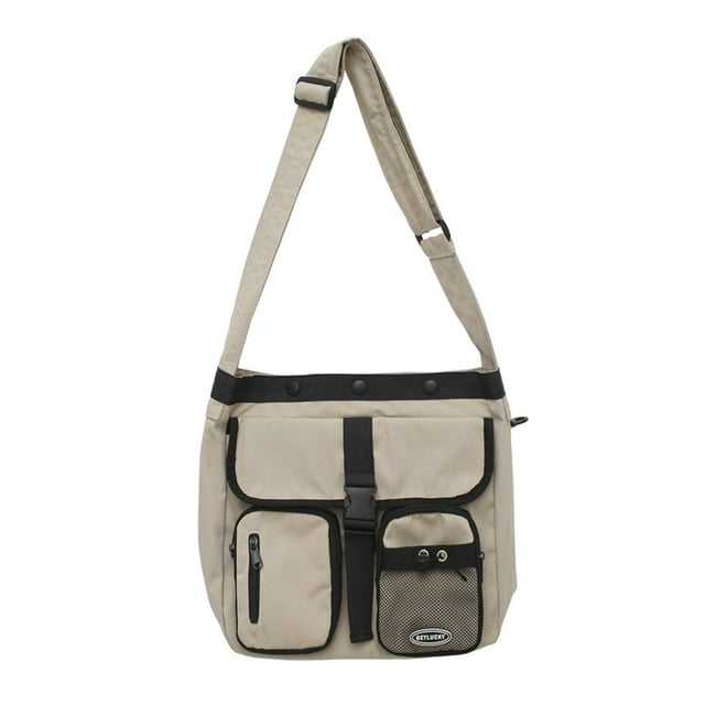 Crossbody Bag Large Capacity Adjustable Shoulder Strap Multiple Pockets Splash-resistant Wide Application Storage Nylon Casual Shoulder Messenger Bag Student Supply