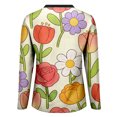 thumbnail image 4 of MEICHEN Women's Elegant Retro Art Print V Neck Loose Mid Length Sleeve Top Summer T Shirts for Women, 4 of 5