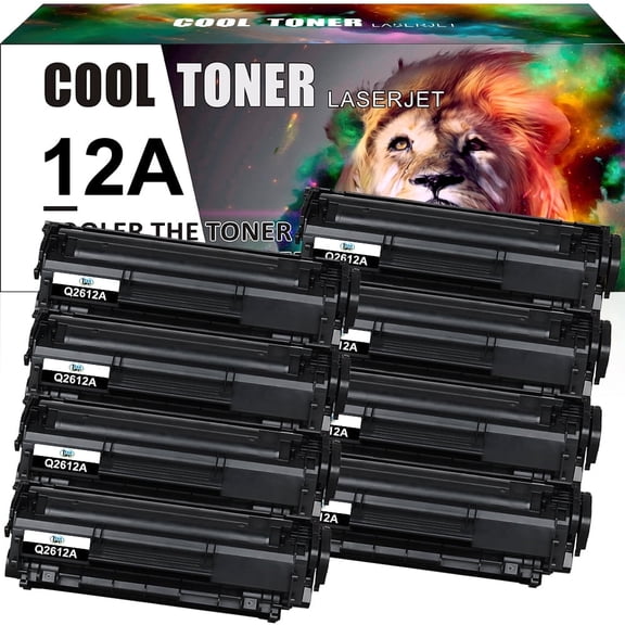 Ink realm 12A Toner Cartridges 12A Q2612A Laserjet 1020 1012 1022 1010 1018 1022n 3050 3015 3055 3030 3052 M1005MFP M1319F Printer Ink Black, 8-Pack