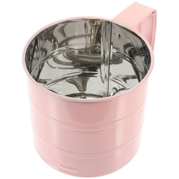 UPOUART  Semi Automatic Hand Held Flour Sifter Sieve with Handle Pink 1Pack