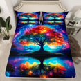 thumbnail image 2 of Manfei Tree Of Life Twin Sheet Sets 3pcs for Teens Adults,Gradient Galaxy Universe Twin Fitted Sheet Microfiber,Bohemian Boho Breathable Flat Sheet,Lightweight Room Decor, 2 of 7
