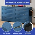 thumbnail image 6 of ModFusion 6 Drawer Dresser with Antique Handles & USB Power Outlet & Organizer Bag, Wood Storage Cabinet Cheset for Living Room, Bedroom, Entryway and Hallway, Blue, 6 of 9