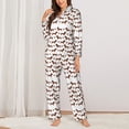 thumbnail image 6 of Rateoe Dachshund Dog Puppy Pattern Womens Pajamas Set Long Sleeve Sleepwear Button Down Nightwear Soft Cotton Pj Lounge Sets, 6 of 9