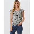 thumbnail image 3 of Blusa En Capas Allegra K Manga Corta Volantes Gasa Cuello Cuadrado Mujer Floral Gris XS, 3 of 6