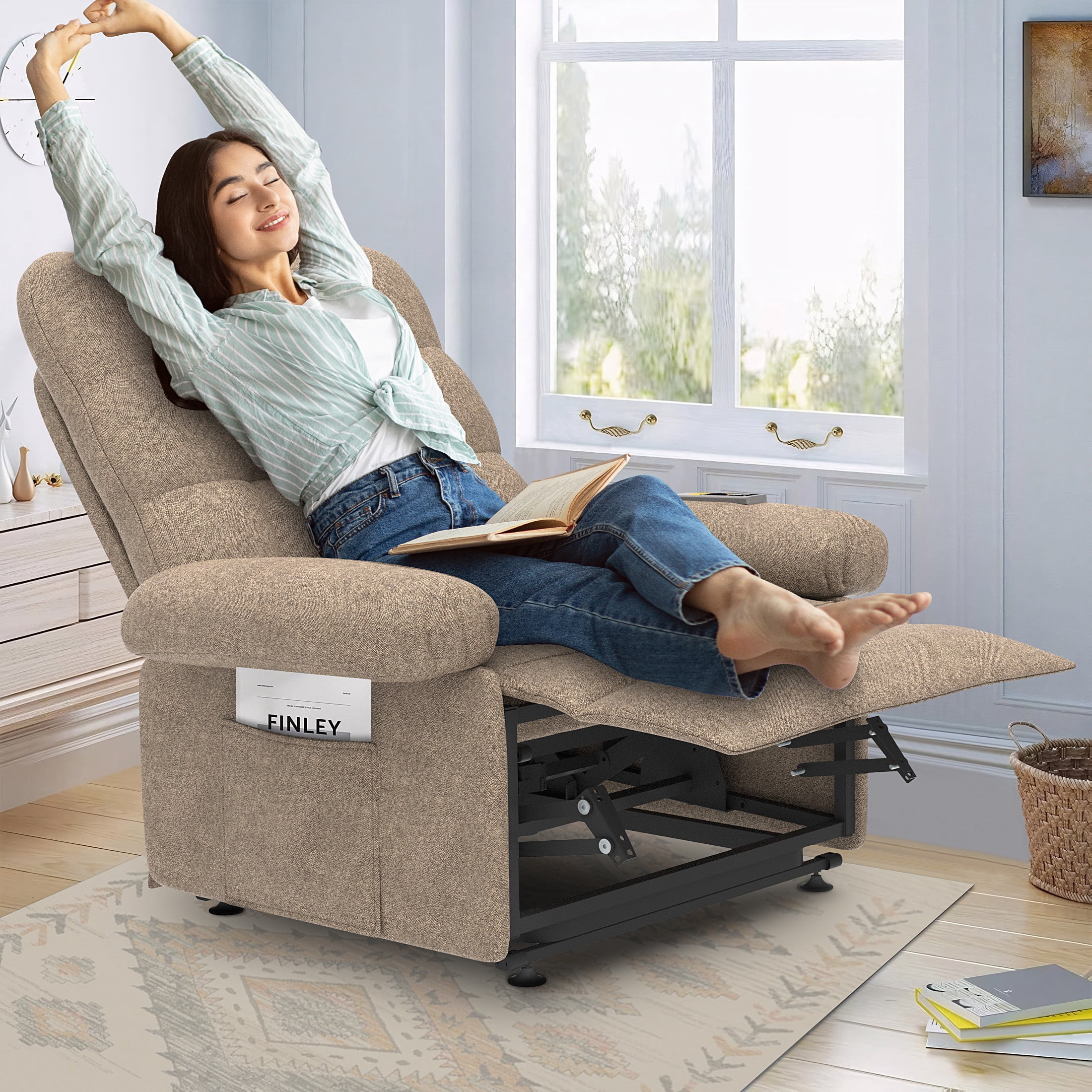 Electric Power Lift Recliner Chair with 3 Independent Motors, UHOMEPRO Easy Stand Assist Recliner for Elderly Adults, Comfortable Living Room Chair, Dark Dark Brown