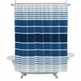 thumbnail image 2 of Minimalist Shower Curtain for Bathroom Decor, Country Dark Blue Gradient Stripes Waterproof Fabric Shower Curtain, 72"x78" Set with 12 Hooks, 2 of 9