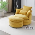 thumbnail image 2 of 360° Swivel Barrel Chair with 4 Pillow, Modern Comfy Round Reading Sofa with Storage Ottoman, Swivel Accent Chairs with Lower Seating Heigh, Circle Lounge Chair for Bedroom/Living Room, Yellow, 2 of 9