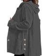 thumbnail image 3 of Chaqueta de Otoño para Mujer con Capucha, Informal, con Botones, Larga, Holgada, de , con Bolsillos. Gris M, 3 of 7