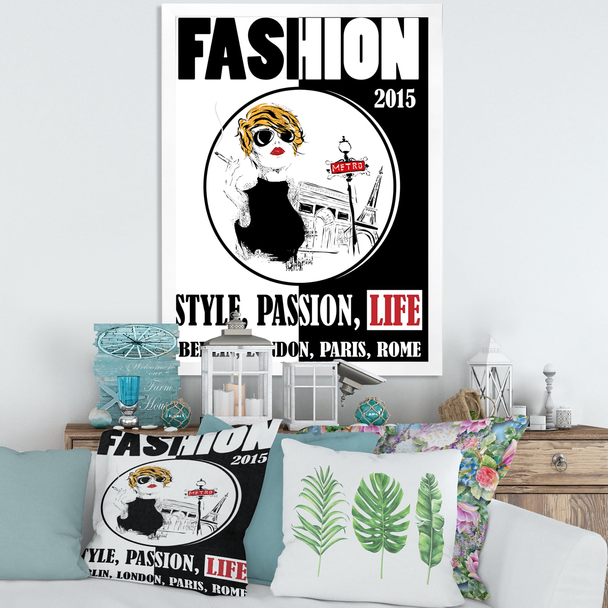 Designart 'Style Passion Life Fashion Woman I' Vintage Framed Art Print