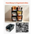 thumbnail image 2 of VEVOR Plastic Stackable Storage Bins, 14.8 x 8.5 x 7.1 inch (6 Pack), Plastic Containers for Organizing and Storage Bins for Closet, Garage, Small Parts, Office Supplies and Other Accessories, Black, 2 of 9