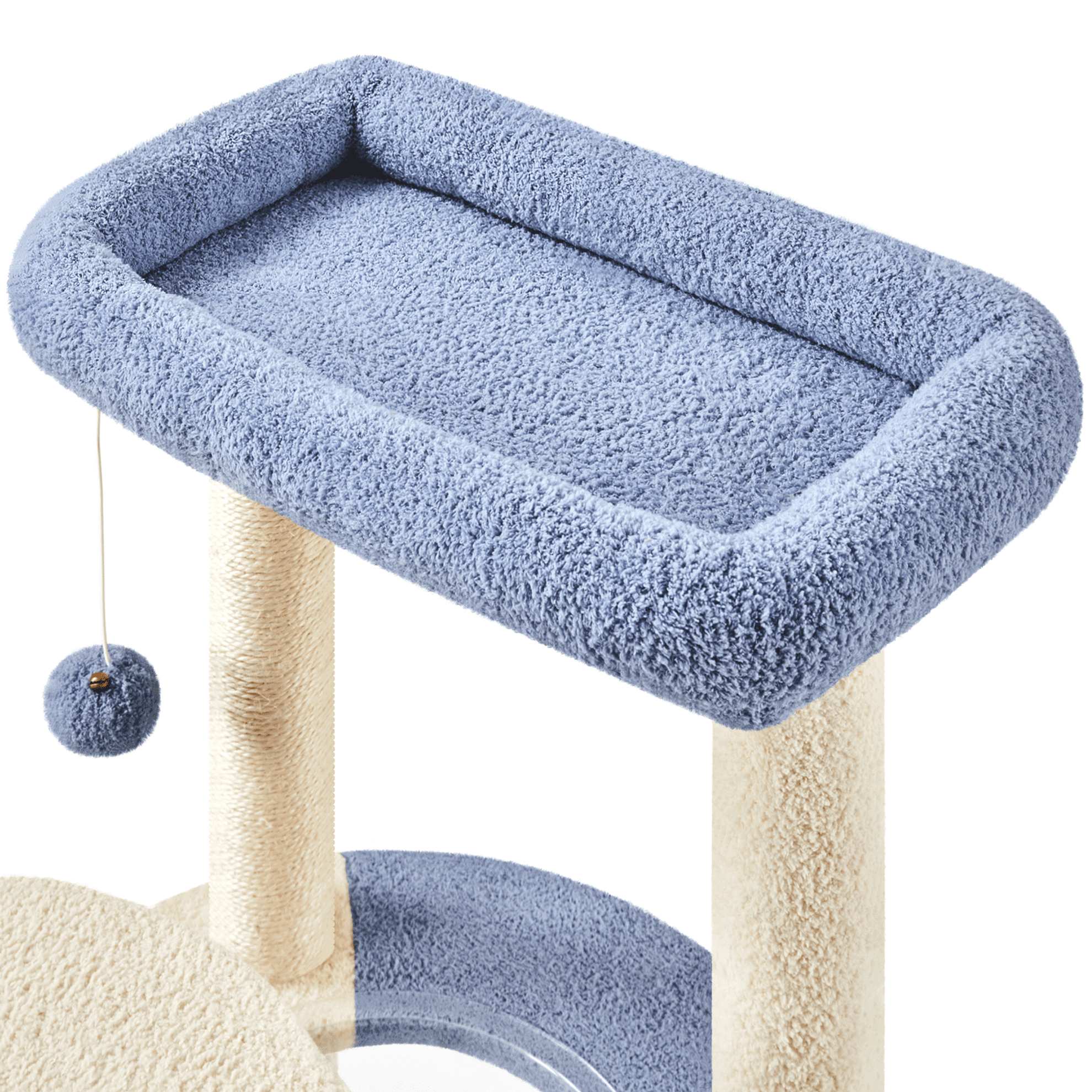 Yaheetech 35.6″ Tall Ocean Cat Tree with Detachable Clear Bowl, Blue/Beige