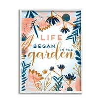 Stupell Industries Pink & Blue Gardening Botanical & Floral Painting White Framed Art Print Wall Art, 16 x 20