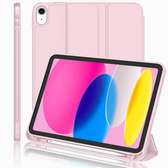 Funda iMieet para iPad de décima generación de 10,9 pulgadas con soporte para lápices, color rosa
