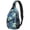 Christmas Holly Candy Cane Watercolor Pattern, variant on Christmas Knit Reindeer Pattern Sling Backpack, Unisex Cycling Crossbody Bag with Side Mesh Pockets, Breathable Padded Back Gift Ideas for Hiking Cycling Walking