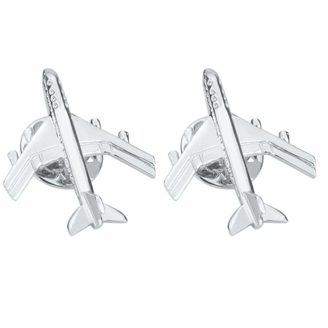 Xuanheng 2Pcs Crystal Zircon Plane Lapel Pins Airplane Brooch Collar Pin Button for