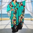 thumbnail image 7 of Womens Caftan Floral Print Kaftan Dress Short Sleeve Swimsuit Cover up Beach Dress, 7 of 7