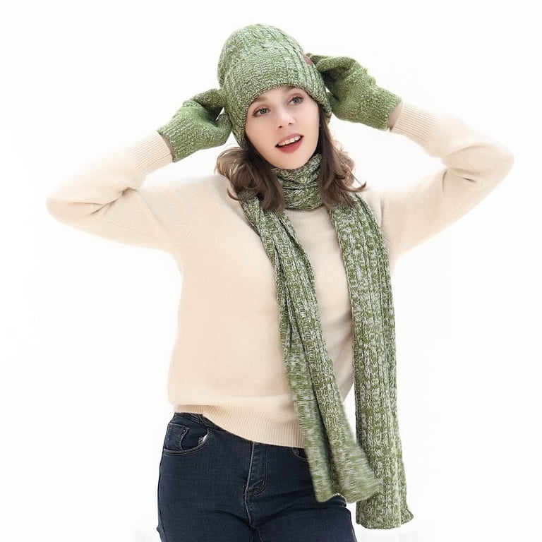 Bessteven Hat Scarf Glove Set, 3-in-1 Beanie, Long Scarf and 