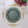 thumbnail image 2 of BalsaCircle 10 Hunter Green 10.5" Round Plastic Dinner Plates Gold Scalloped Rim, 2 of 8