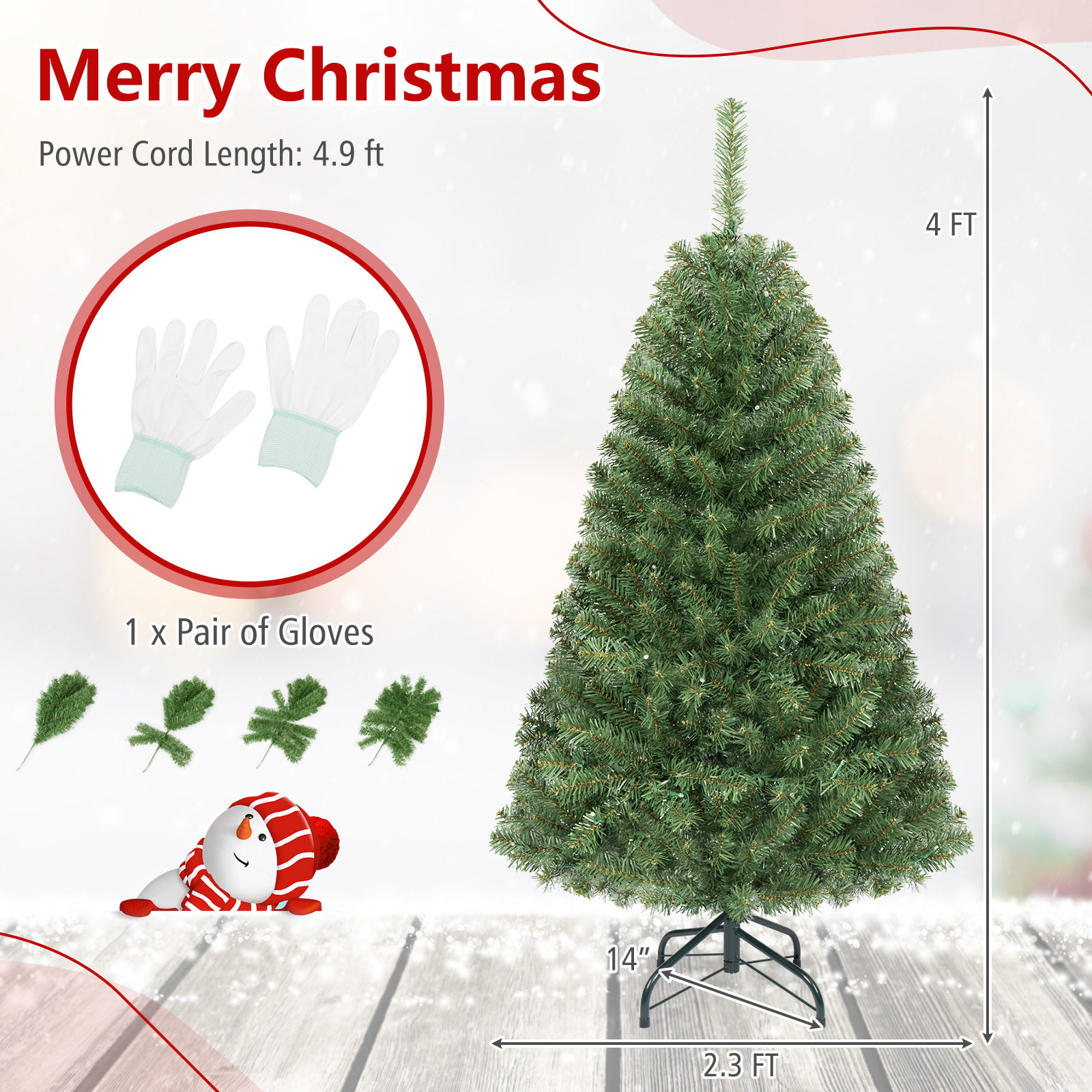 Costway 4' Pre-Lit Artificial Christmas Tree 100 LED photo 3