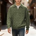 thumbnail image 3 of Polo Sweater Men Long Sleeve Vintage Casual V Neck Lapel Collar Cable Knit Pullover Sweaters Fall Winter Clothes, 3 of 9