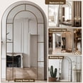 thumbnail image 5 of Antok 78"x 38" Arched Full Length Windowpane Mirror Metal Framed Wall Decor Floor Mirror, Bronze, 5 of 7