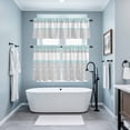 thumbnail image 3 of Aqua Grey Kitchen Curtains Sets for Windows 36 Inch Length, Chic Garden Floral Stripe Embroidery Design Rod Pocket Window Treatments Tier Curtains and Valances Set for Bedroom/Bathroom, 3 of 8