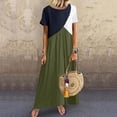 thumbnail image 2 of B91xZ Robe Tunique d'Été pour Femmes Manches Courtes Col Rond Ligne A Plissée Longueur Genou Robe Tunique, Vert m, 2 of 5