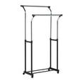 thumbnail image 4 of Honey-Can-Do Steel and Plastic Adjustable Rolling Double Rod Clothes Rack, Chrome/Black, 4 of 5