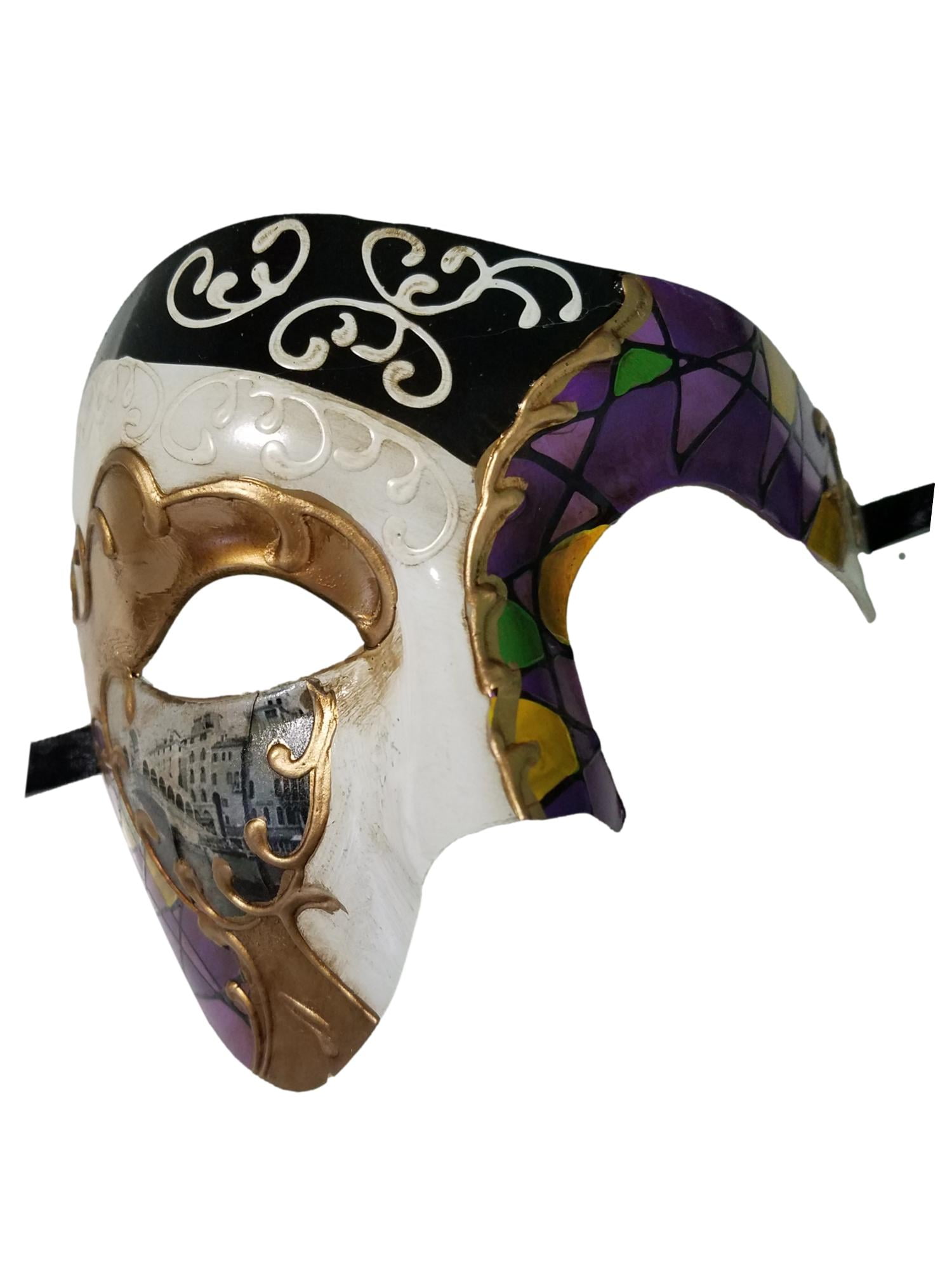 Men's Phantom Purple Harlequin Large Mardi Gras Masquerade Mask -  Walmart.com