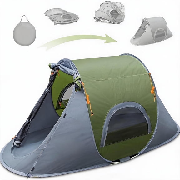 Pop-Up Camping Tent 1 Person Waterproof Instant Setup Army Green
