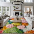 thumbnail image 3 of Rectangle Area Rugs 5 x 7 Ft, Watercolor Chrysanthemum Non-Slip Residential Carpet, Vintage Abstract Oil Painting Floral Indoor Crawling Mats Runner Rugs for Living Room/Dining Room/Bedroom, 3 of 8