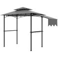 thumbnail image 1 of Outsunny 8' x 5' Grill Gazebo, Double Tiered Barbecue Gazebo, Light Grey, 1 of 10