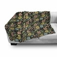 thumbnail image 2 of Botanical Soft Flannel Fleece Throw Blanket, Vintage Design Summer Flourishes Petals Buds Spring Meadow, Cozy Plush for Indoor and Outdoor Use, 50" x 70", Charcoal Grey and Multicolor, by Ambesonne, 2 of 5