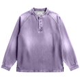 thumbnail image 5 of Kureaily Autumn Winter Long Sleeve Shirt For Slim Fit Casual Pintuck Washed Crewneck Top For Everyday Wear Athletic Casual Collared Shirts, 5 of 5