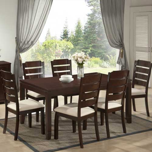 Victoria 7 Piece Brown Wood Modern Dining Set