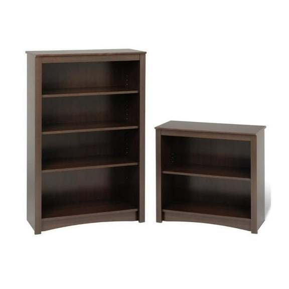 Home Square 2-Piece Set with 29" 2 Shelf and 48" 4 Shelf Bookcase in Espresso