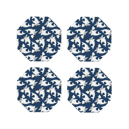 

Leather Coasters with Heat-resistant for Drinks Shark -标题2 Octagon