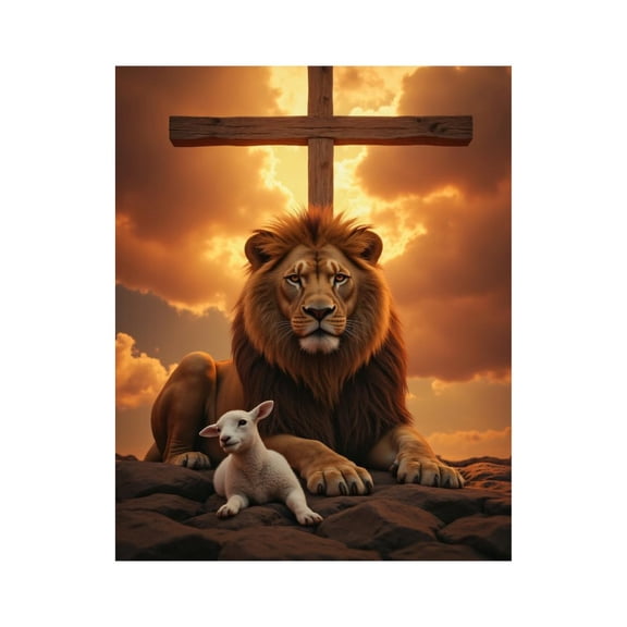 Paint By Numbers Kit for Adults Beginner - DIY Lion Lamb Sunset Clouds Cross Canvas Painting Kits for Adults, Frameless Paint By Number for Adults for Home Wall Decor 16x20 Inch