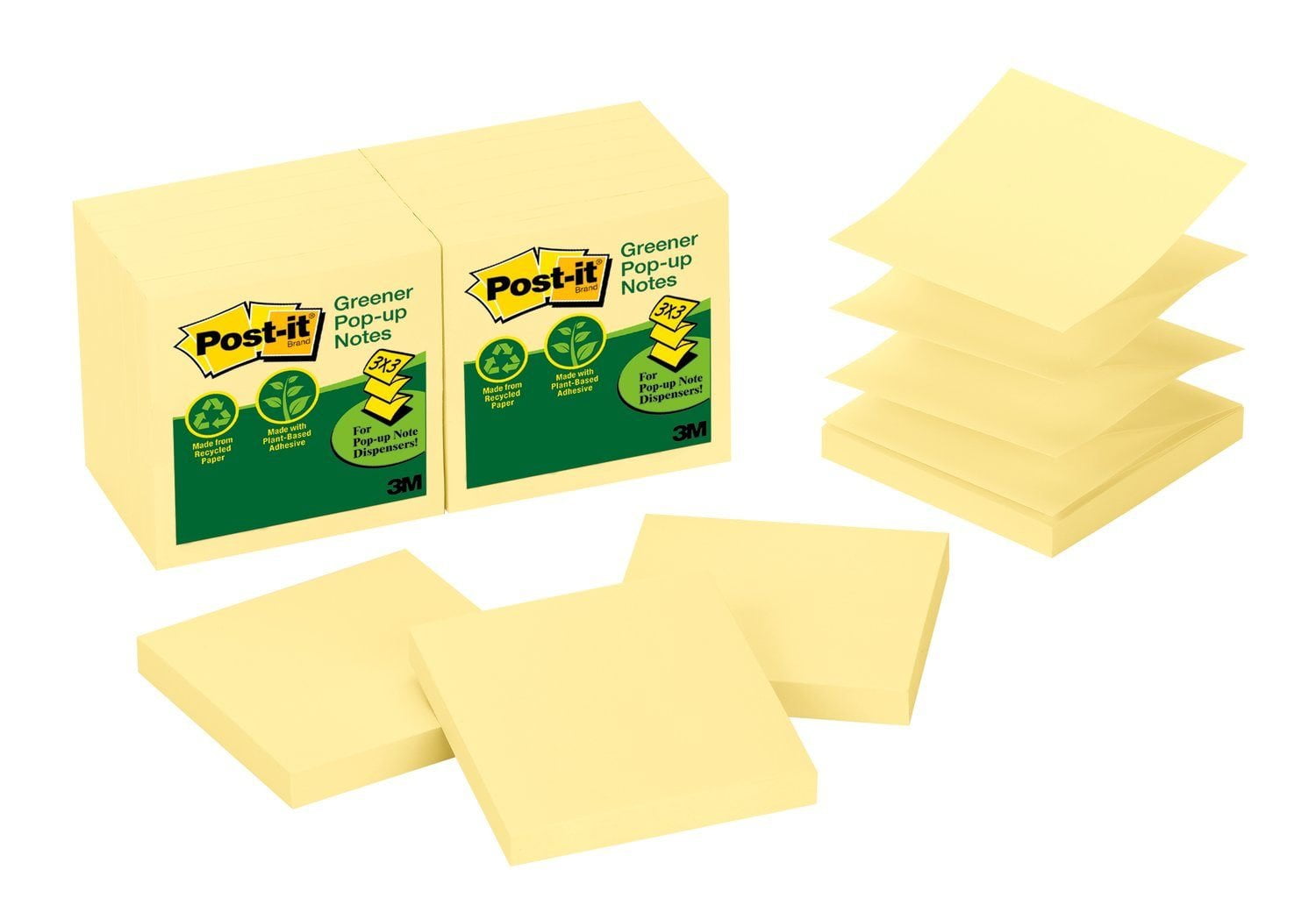 Postit Popup Notes, Canary Yellow, Unique Adhesive Designed for Paper