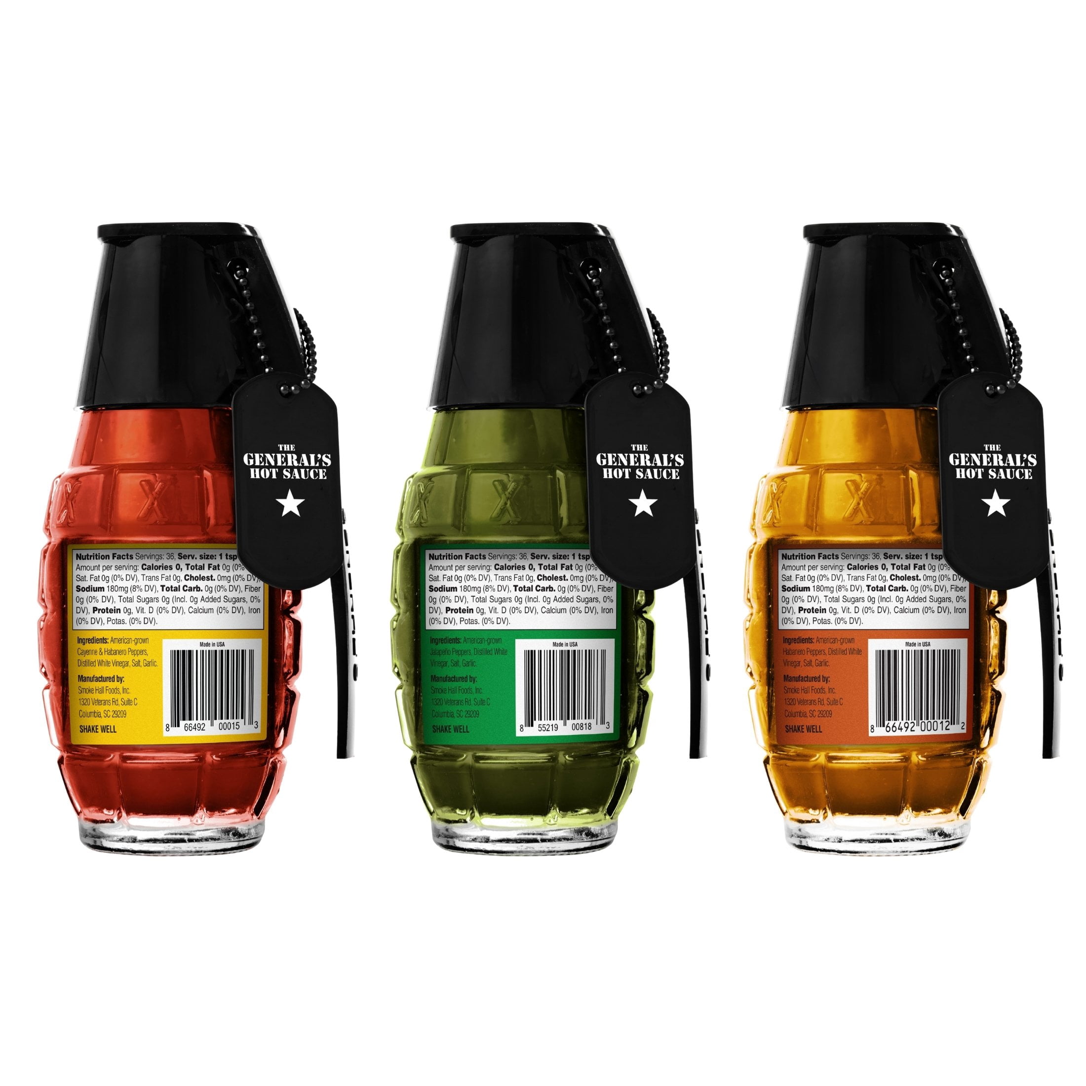 The General’s Hot Sauce Tres Soldados Gift Set with Jalapeño, Cayenne & Habanero, 3-Pack (6oz Bottles)