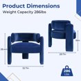 thumbnail image 2 of TLSUNNY Modern Accent Barrel Chair, Velvet Upholstered Armchair with 3 Legs, Comfy Leisure Reading Chair for Dining/Living Room/Bedroom, Blue, 2 of 9