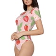 thumbnail image 2 of Naloa Strawberry Floral Women's Short-Sleeved Onesie, One-Piece Swimsuit for Parties, dates, clubs - XX-Large, 2 of 9