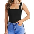 thumbnail image 2 of LELINTA Women's Basic Sleeveless Bodysuit Tops Slimming Sexy Square Neck Tank Tops Thong Leotard Jumpsuits Shapewear, Color Black/White/Gray/Coffee Size S-XL, 2 of 4