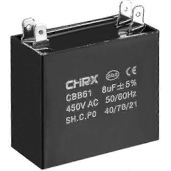 Ceiling Fan Capacitors - Bimetal Insert Polypropylene Film - 47x23x41mm - Cbb61 8uf 450v